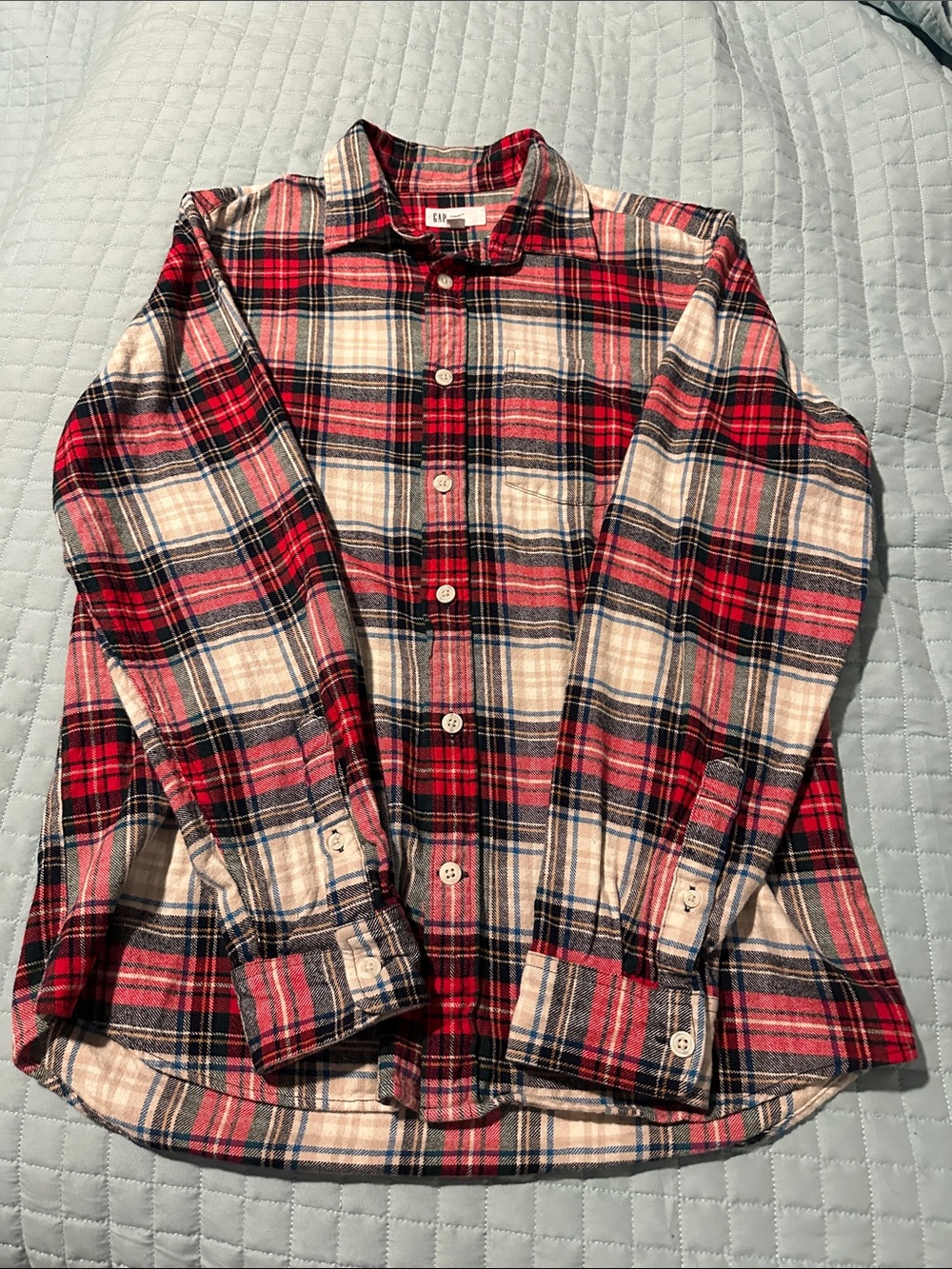 GAP Red and White Plaid Button-Down Shirt